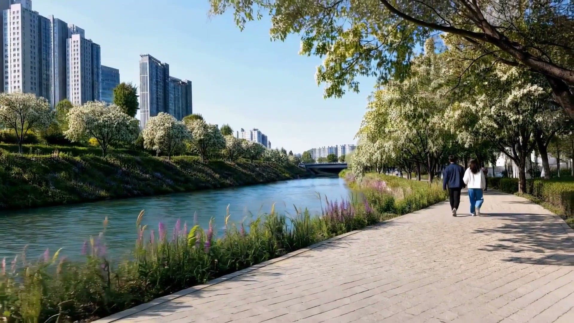 검단 수변공원 산책로 전경