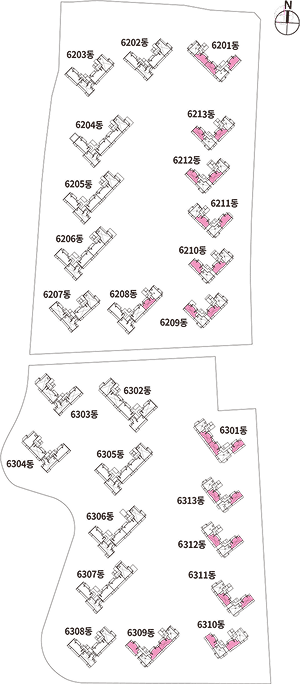 전용 59㎡A 동 배치 KEY MAP