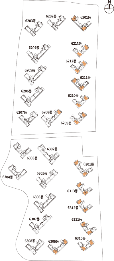전용 59㎡B 동 배치 KEY MAP