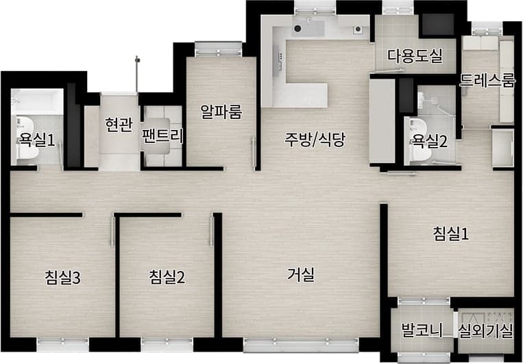 더샵 검단레이크파크 전용 84㎡A 평면도