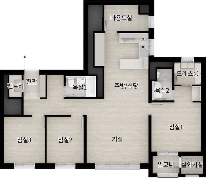 더샵 검단레이크파크 전용 84㎡B 평면도