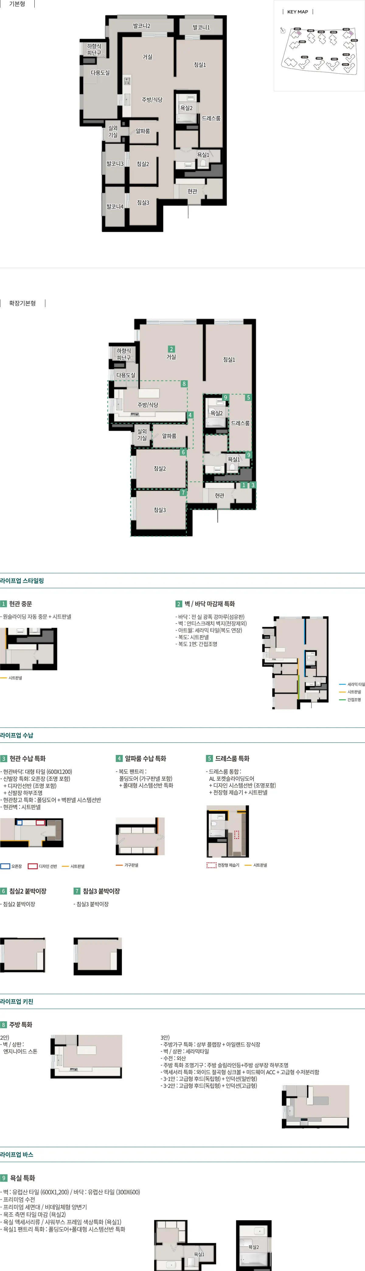 한강 푸르지오 리버프론트 106B타입 평면도 — 기본형·확장기본형