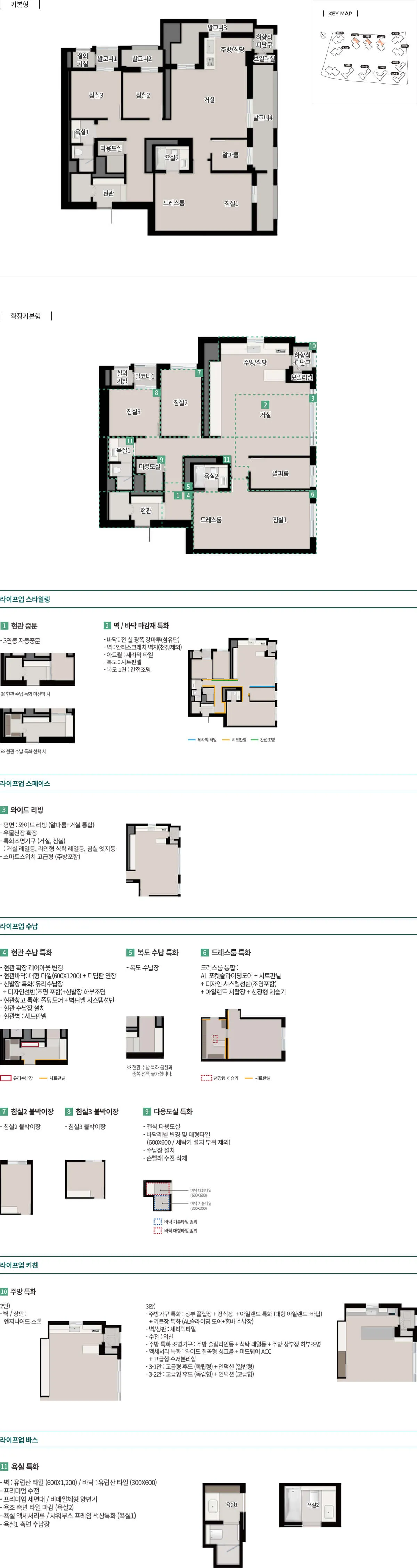 한강 푸르지오 리버프론트 122타입 평면도 — 기본형·확장기본형